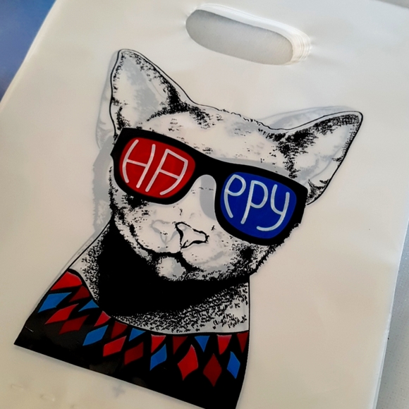 25 pcs Cat Happy Bags Thank You Bags Favor Bags Loot Bags Treat Bags 6"x6" In. - Picture 8 of 9